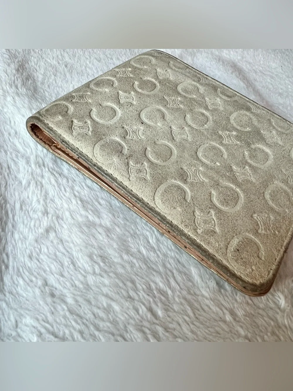 Celine Macadam Suede BiFold Wallet Cream